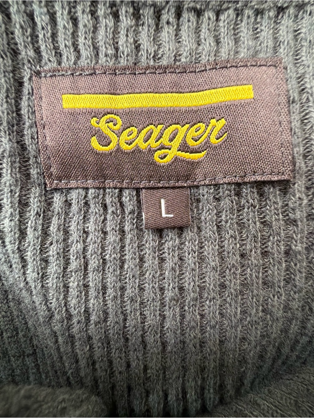 Seager Long Sleeve Henley Waffle Knit Shirt - Charcoal - Picture 6 of 7